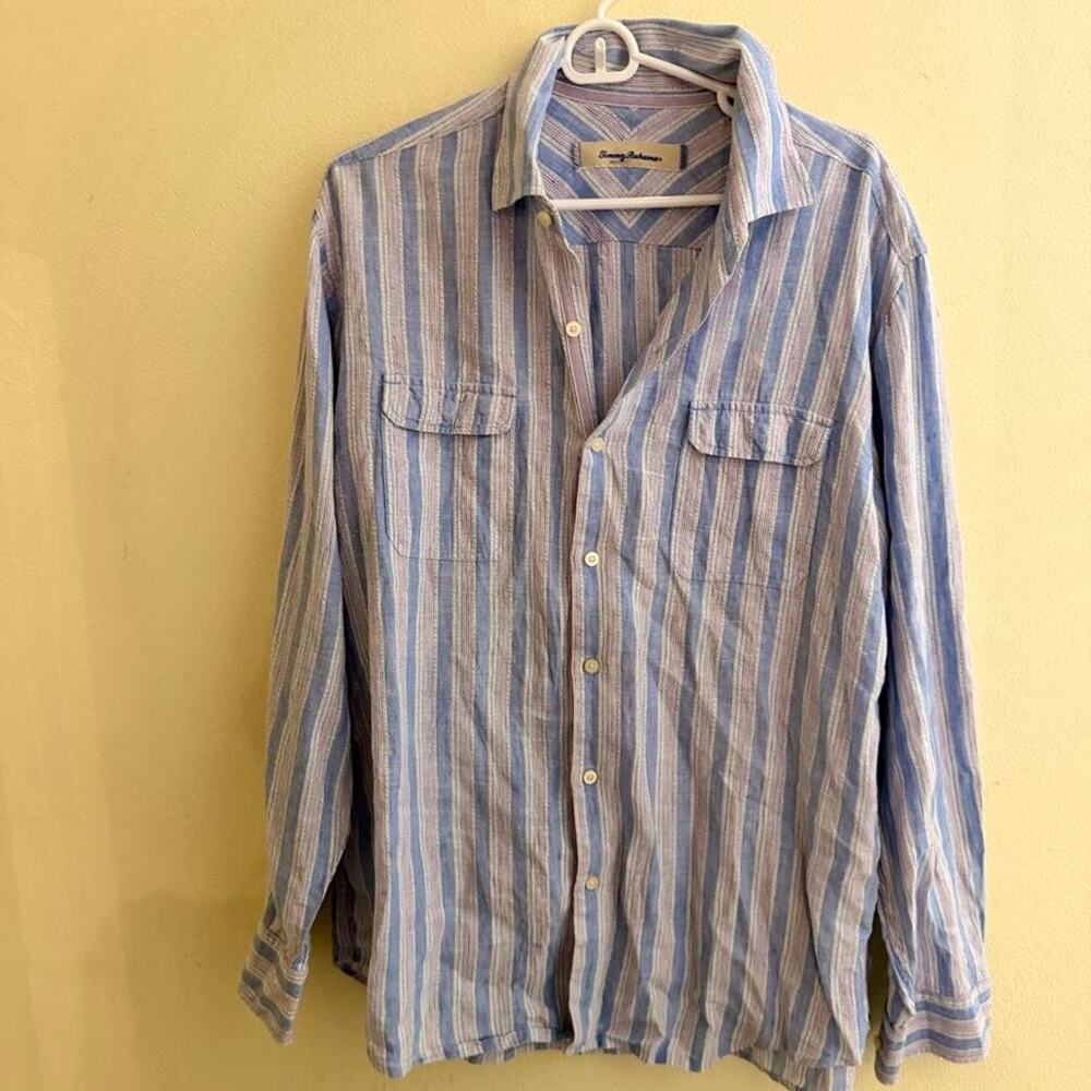 Tommy bahama blue striped button
